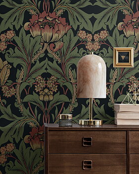 Primrose Floral (Wrought Iron & Clay) - Självhäftande Tapet - NW44401