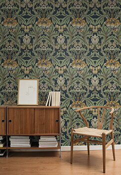 Primrose Floral (Midnight Blue & Goldenrod) - Självhäftande Tapet - NW44404