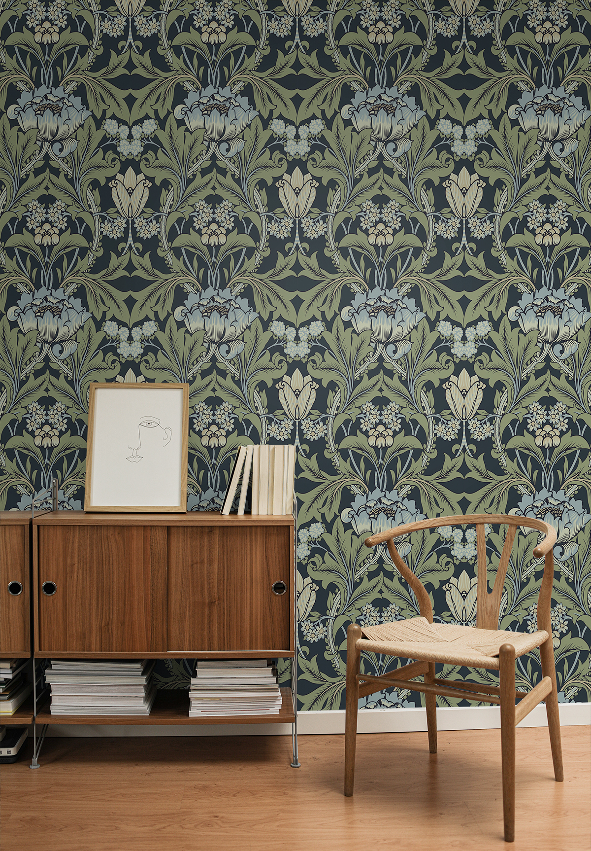 Primrose Floral (Midnight Blue & Sage) - Självhäftande Tapet - NW44412 - 3