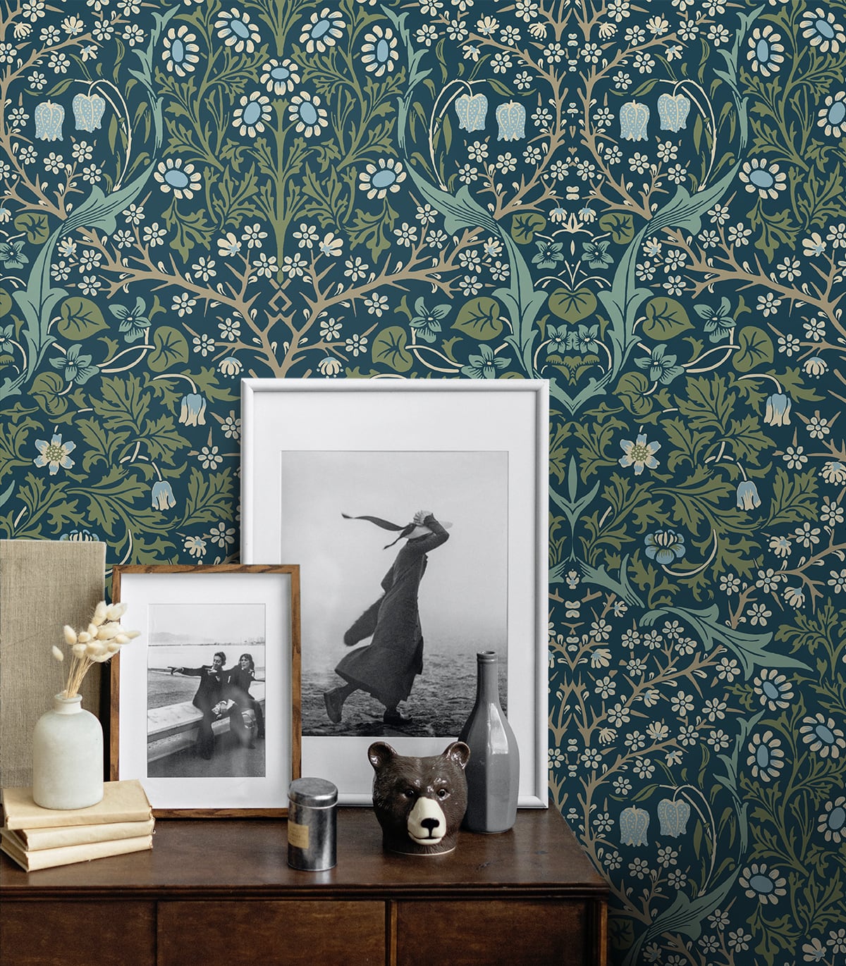 Victorian Garden (Prussian Blue & Moss Green) - Självhäftande Tapet - NW44502 - 2
