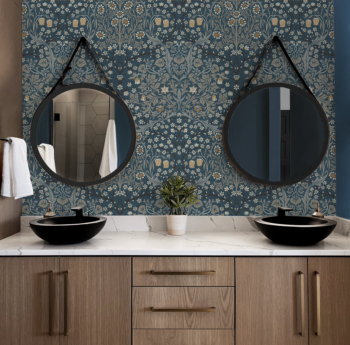Victorian Garden (Aegean Blue & Warm Stone) - Självhäftande Tapet - NW44512 - 2