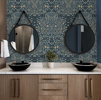 Victorian Garden (Aegean Blue & Warm Stone) - Självhäftande Tapet - NW44512