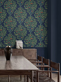 Fruit Tree (Navy Blue & Greenery) - Självhäftande Tapet - NW48102