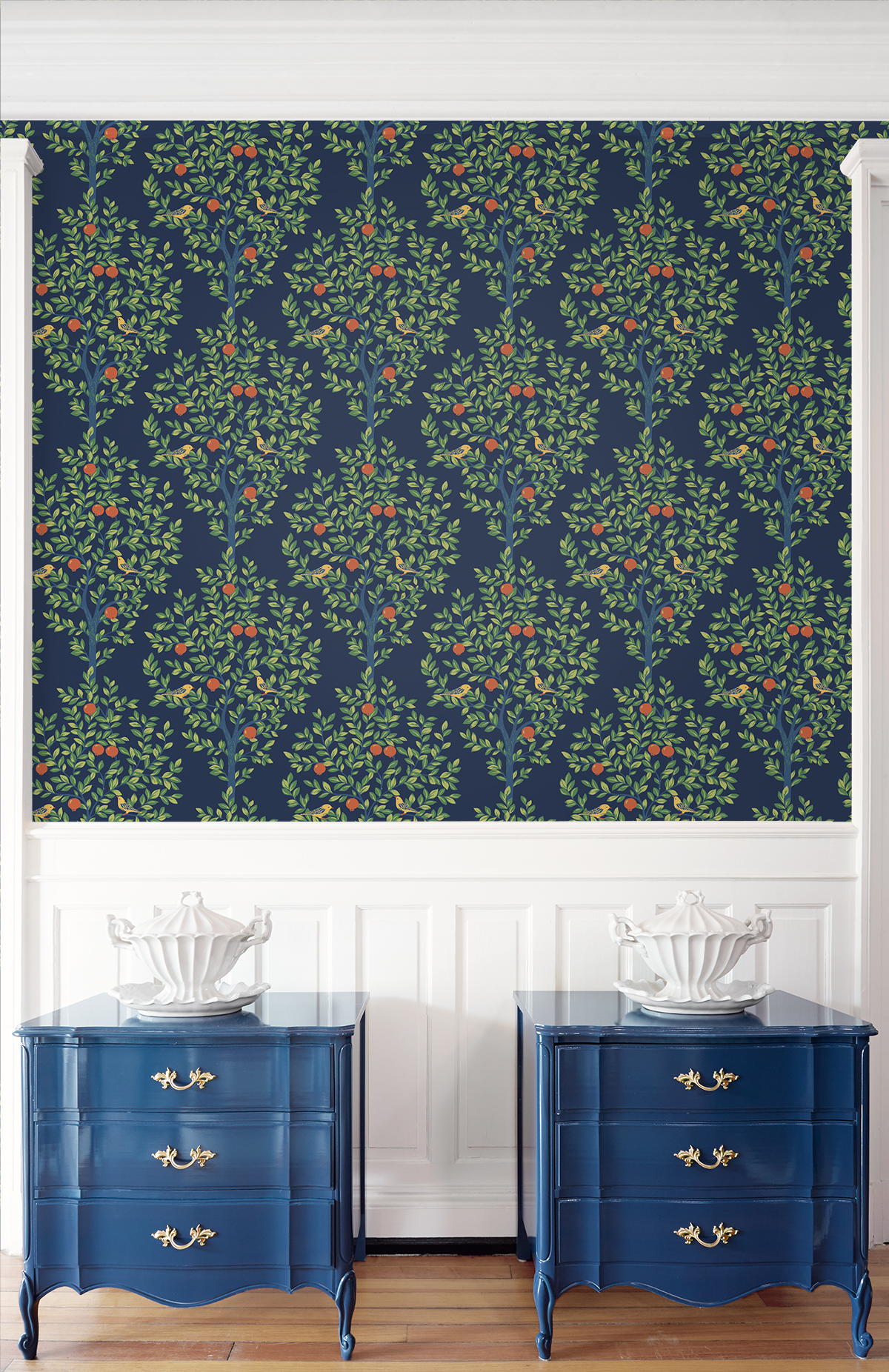 Fruit Tree (Navy Blue & Greenery) - Självhäftande Tapet - NW48102 - 3
