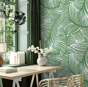 Tossed Palm Fronds (Greenery) - Självhäftande Tapet - NW51904