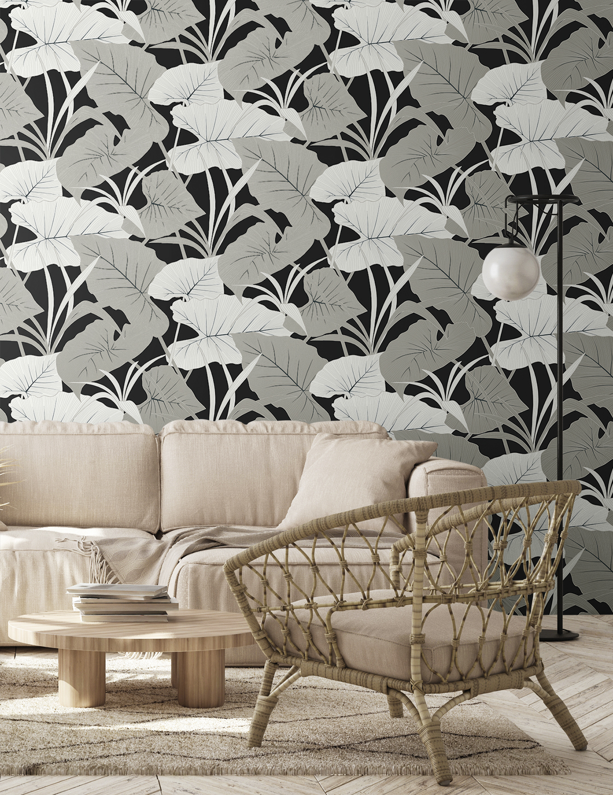 Elephant Leaves (Ebony & Metallic Silver) - Självhäftande Tapet - NW52000 - 3