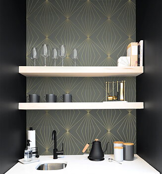 Gem Geometric (Grey & Metallic Gold) - Självhäftande Tapet - NW53105