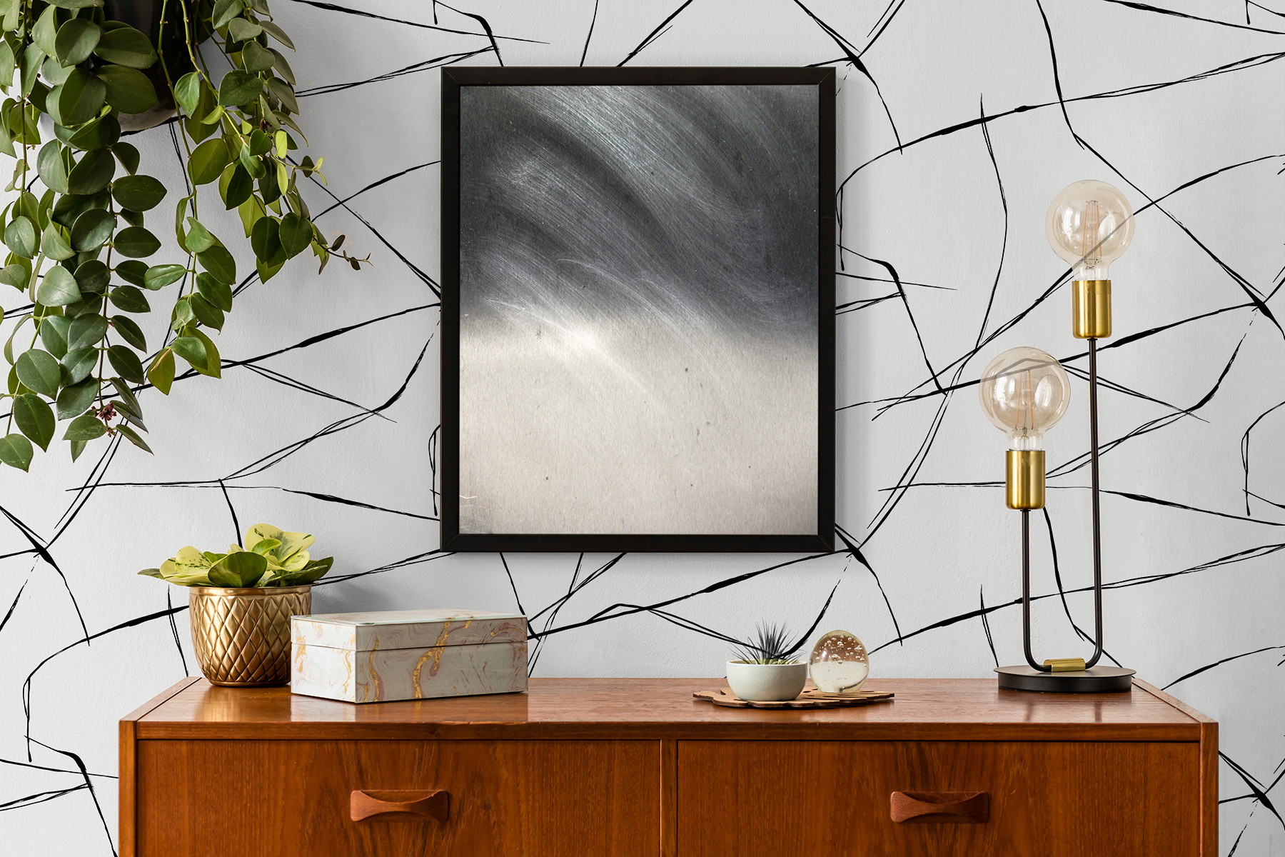 Inkwork Abstract (Ebony & Eggshell) - Självhäftande Tapet - NW53200 - 3