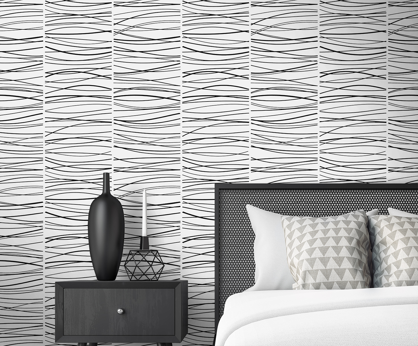 Wave Lines (Black) - Självhäftande Tapet - NW55600 - 3