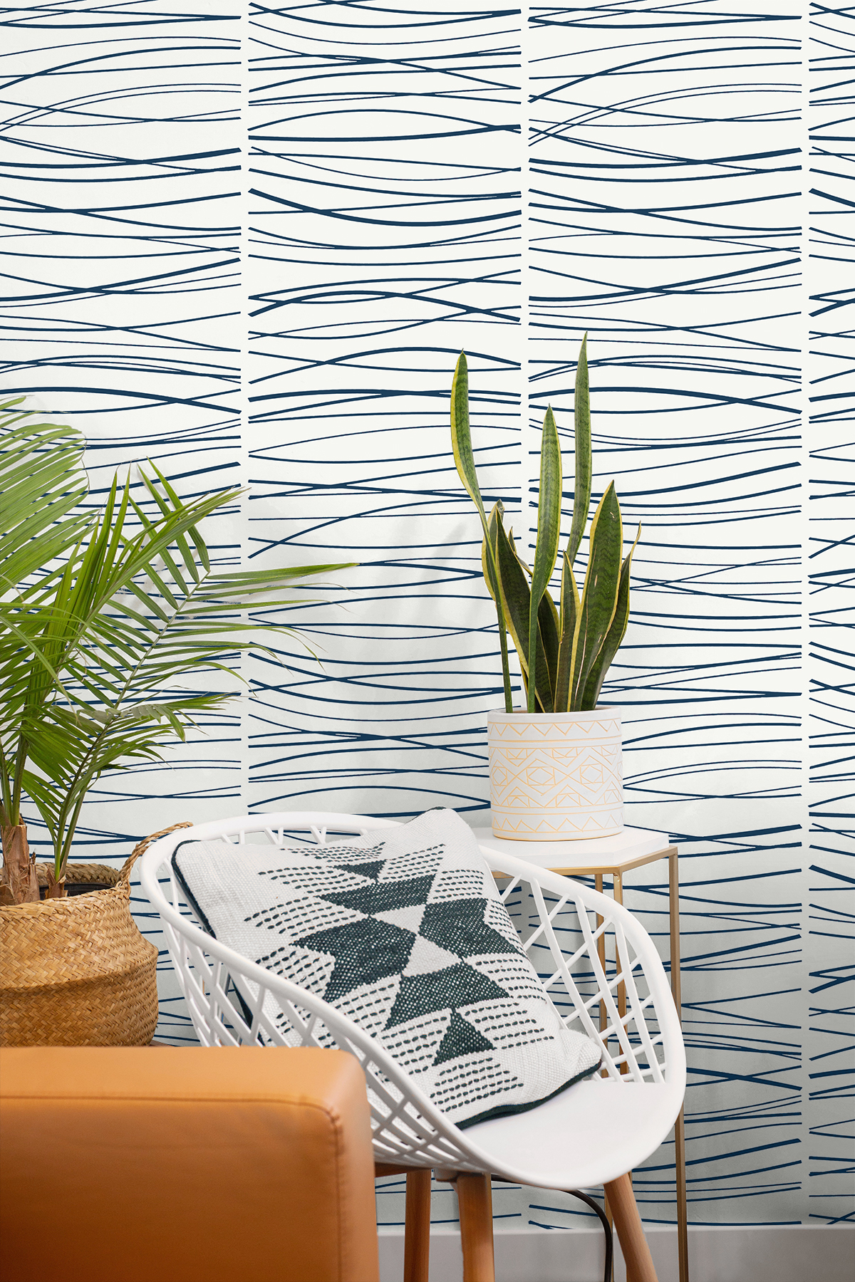Wave Lines (Blue) - Självhäftande Tapet - NW55602 - 3