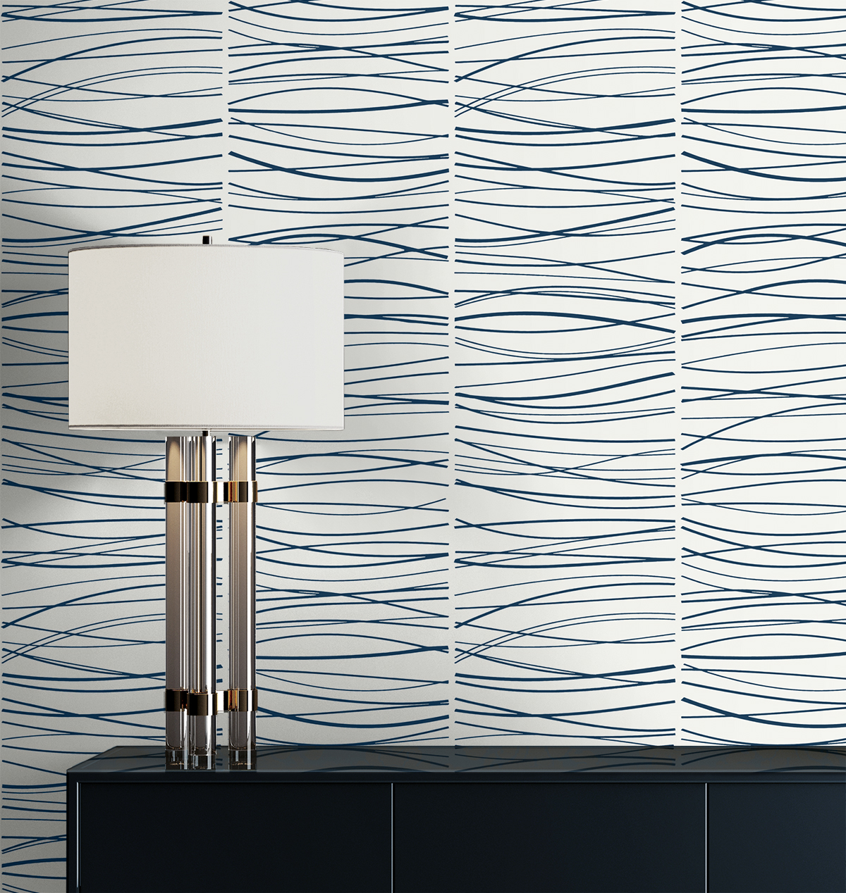 Wave Lines (Blue) - Självhäftande Tapet - NW55602 - 2