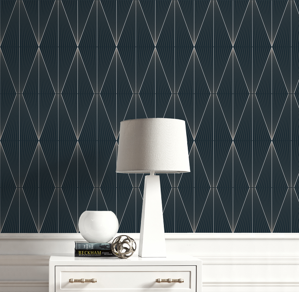 Geo Diamond (Blue Denim & Pewter) - Självhäftande Tapet - NW55802 - 3