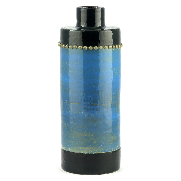 Sylvia Leuchovius (1960s) Blue Studio Vase with Pearls Decor 23 cm