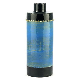Sylvia Leuchovius (1960s) Blue Studio Vase with Pearls Decor 23 cm