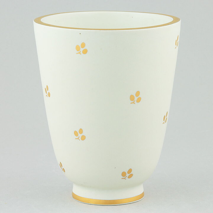 ヴィルヘルム・コーゲ  Carraraシリーズ  白色の広がりのあるベース  金の装飾  13cm  1934年 