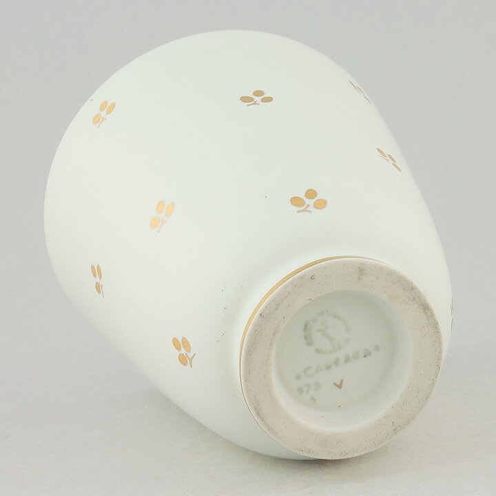 ヴィルヘルム・コーゲ  Carraraシリーズ  白色の広がりのあるベース  金の装飾  13cm  1934年 