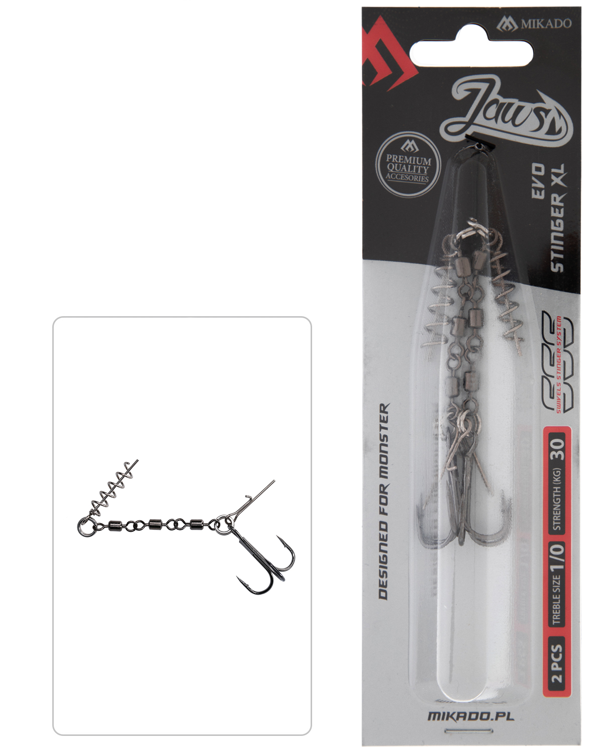 Mikado Jaws Single Stinger XL 1/0 30kg (2-Pack)
