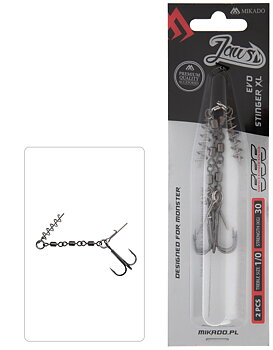 Mikado Jaws Single Stinger XL 1/0 30kg (2-Pack)