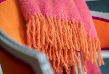 Mohair Pläd Orange & Pion Melange