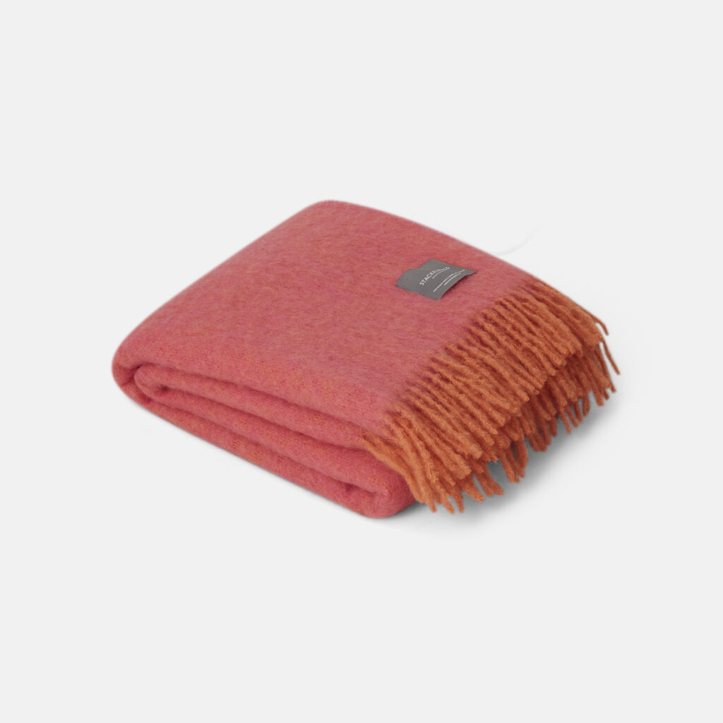Mohair Pläd Orange & Pion Melange