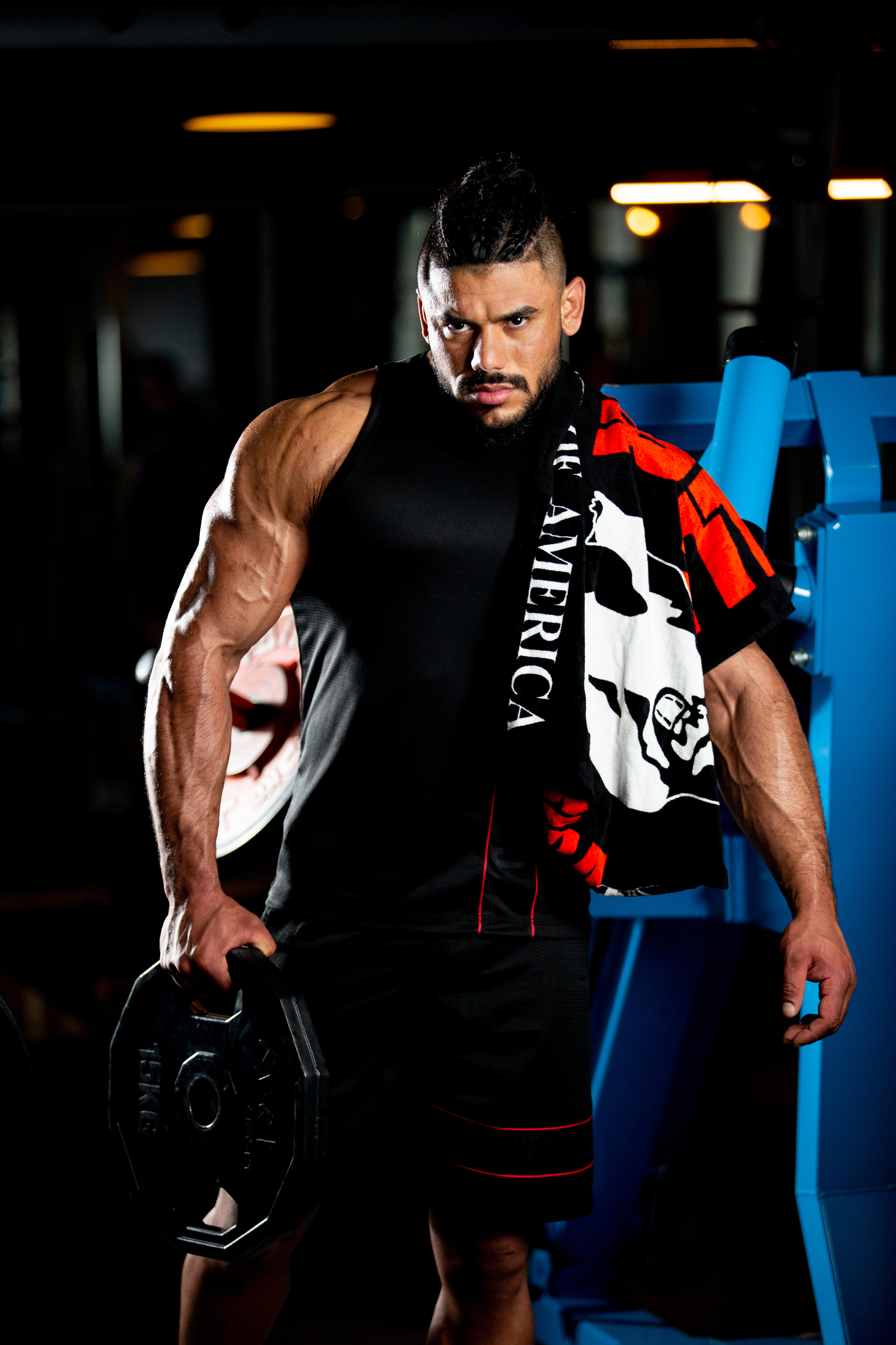 Classic Gym Towel, black/red - 4