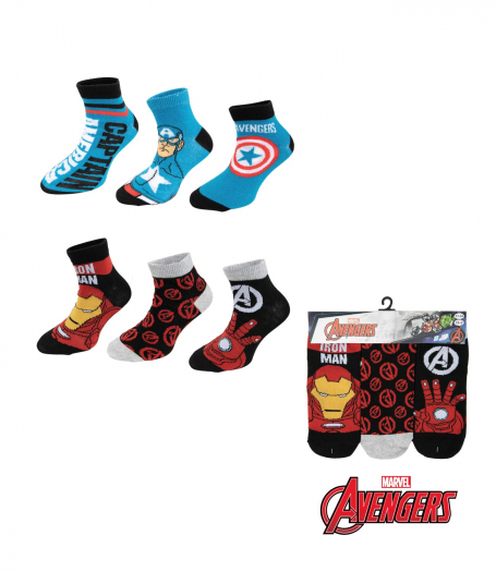 Avengers ankelstrumpor barn Iron man röda 3-pack