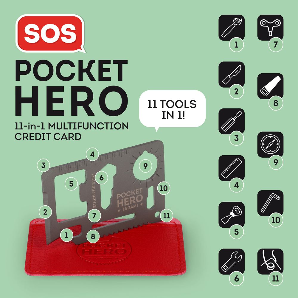 SOS Pocket Hero, Multitool card 11 in 1 - 7