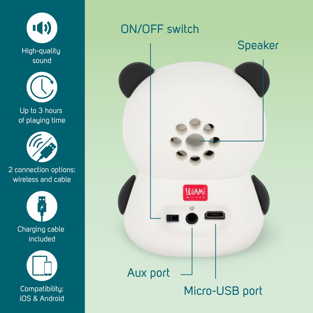 The sound of cuteness, Panda, trådløs højttaler med mobiltelefonholder - 6
