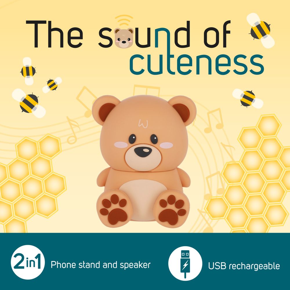 The sound of cuteness, Teddy bear, trådløs højttaler med mobiltelefonholder - 4