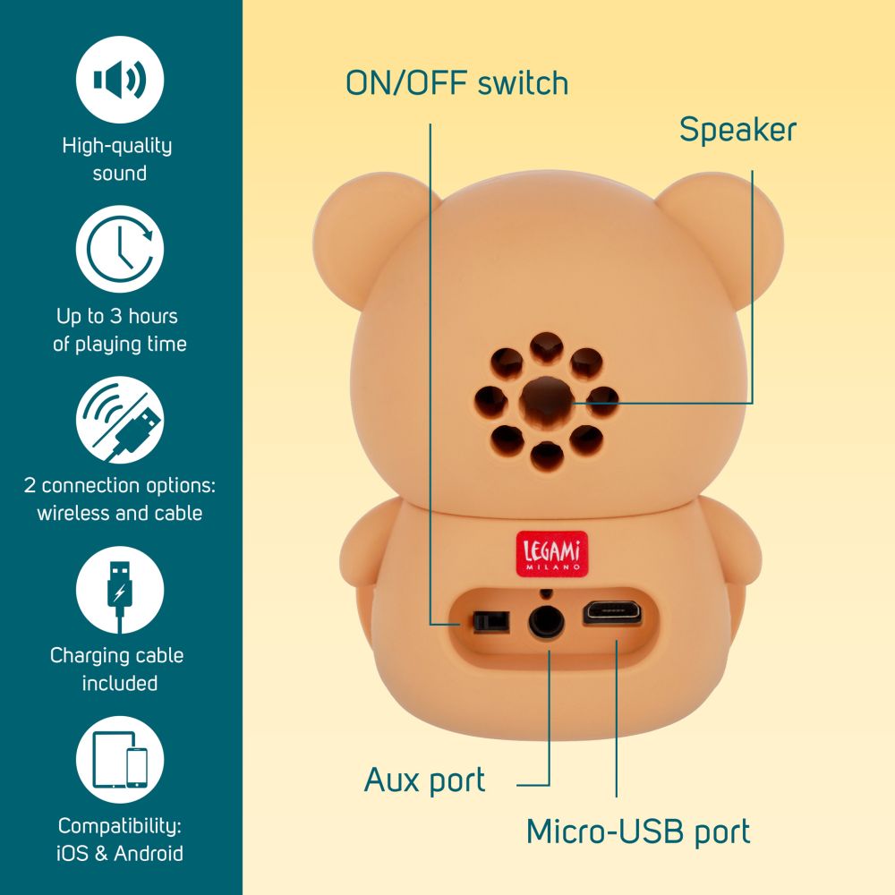 The sound of cuteness, Teddy bear, trådløs højttaler med mobiltelefonholder - 5