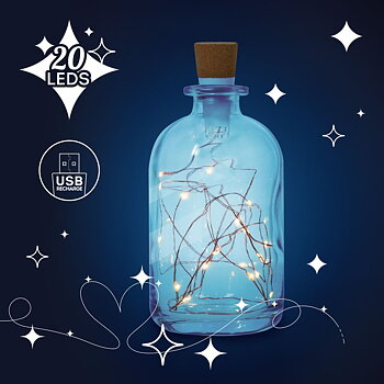 Bottle lights, lyskæde til flasker, uppladdningsbar
