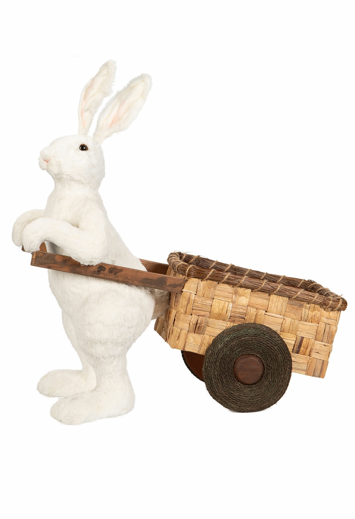 Hare with Cart White - Faux Fur - 68x65 cm - 2