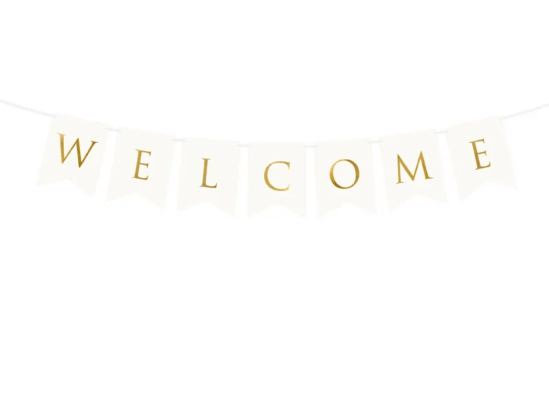 Vimpel Welcome Guld & Vit