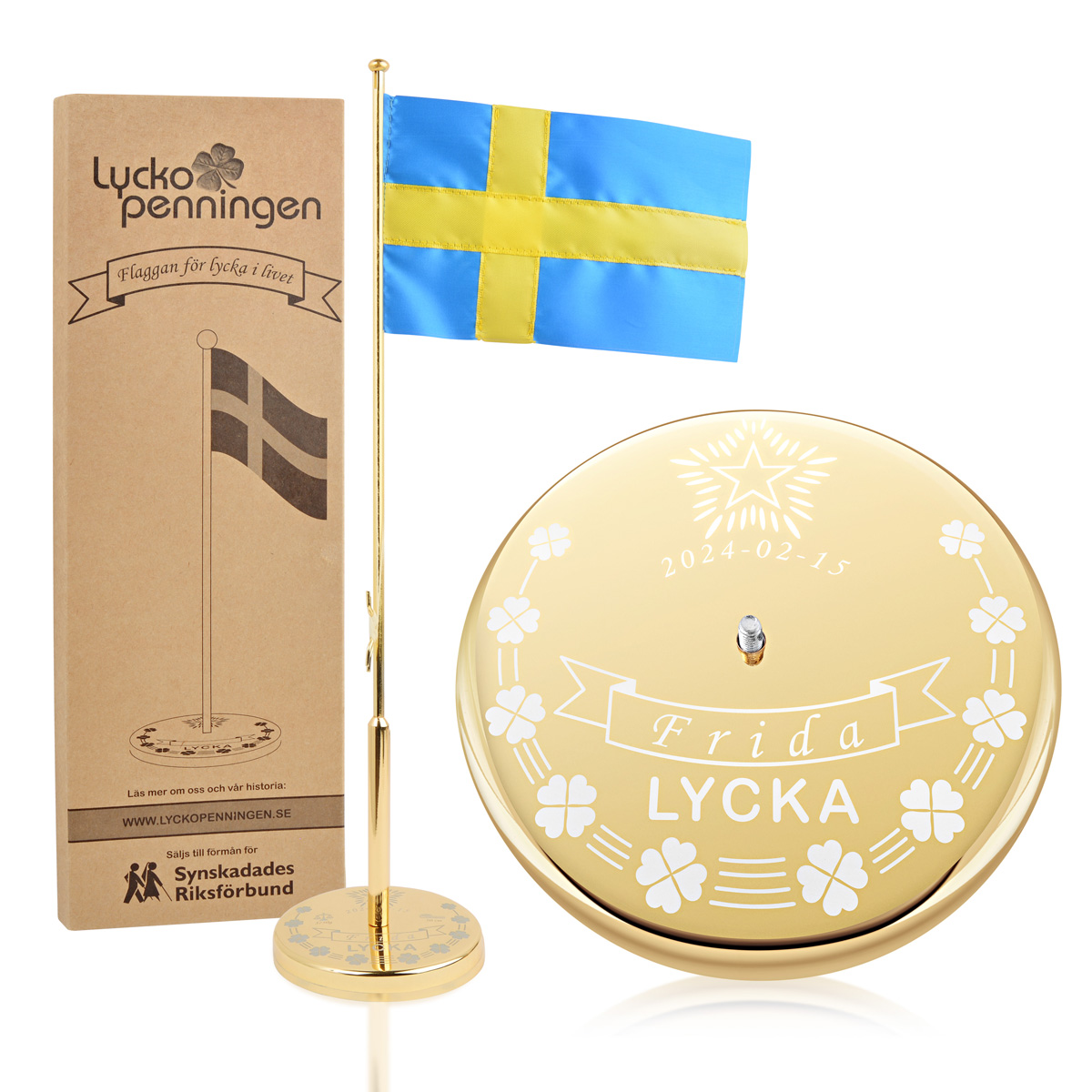 Flaggstång Lyckopenningen Mässingpläterad Original