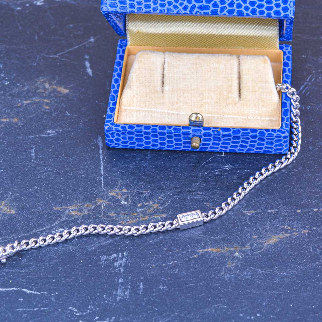 Panssaroitu valkokultainen rannekoru liukusäätimellä, Vintage - 2