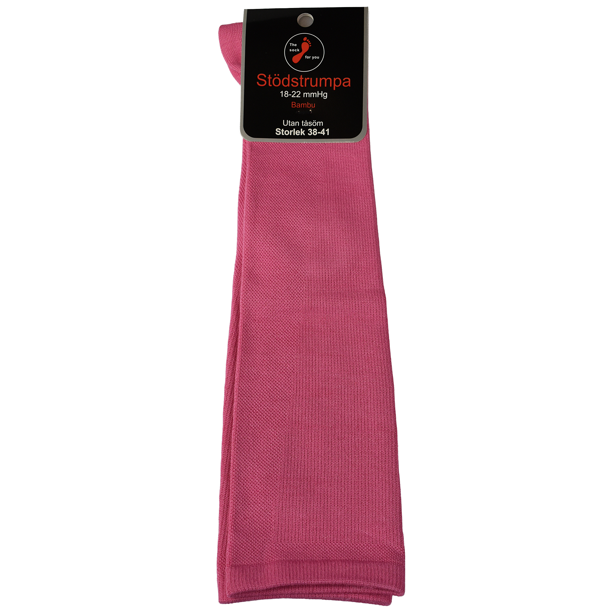 Stödstrumpa Bambu utan tåsöm, rosa