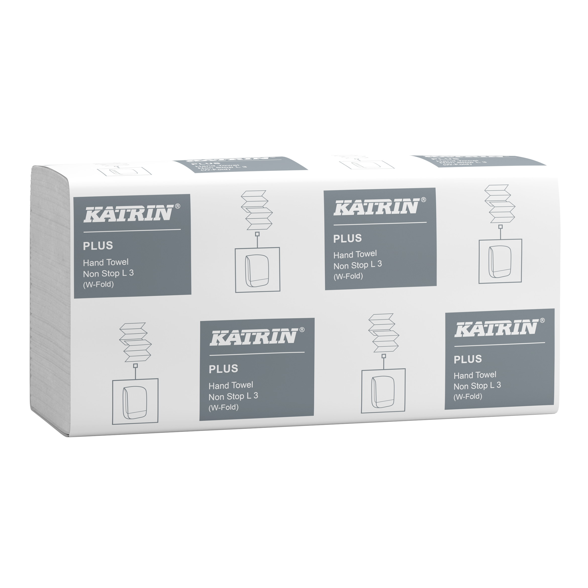 Katrin Plus W-vikt Pappershandduk Non Stop L 3-Lagers, Handy Pack