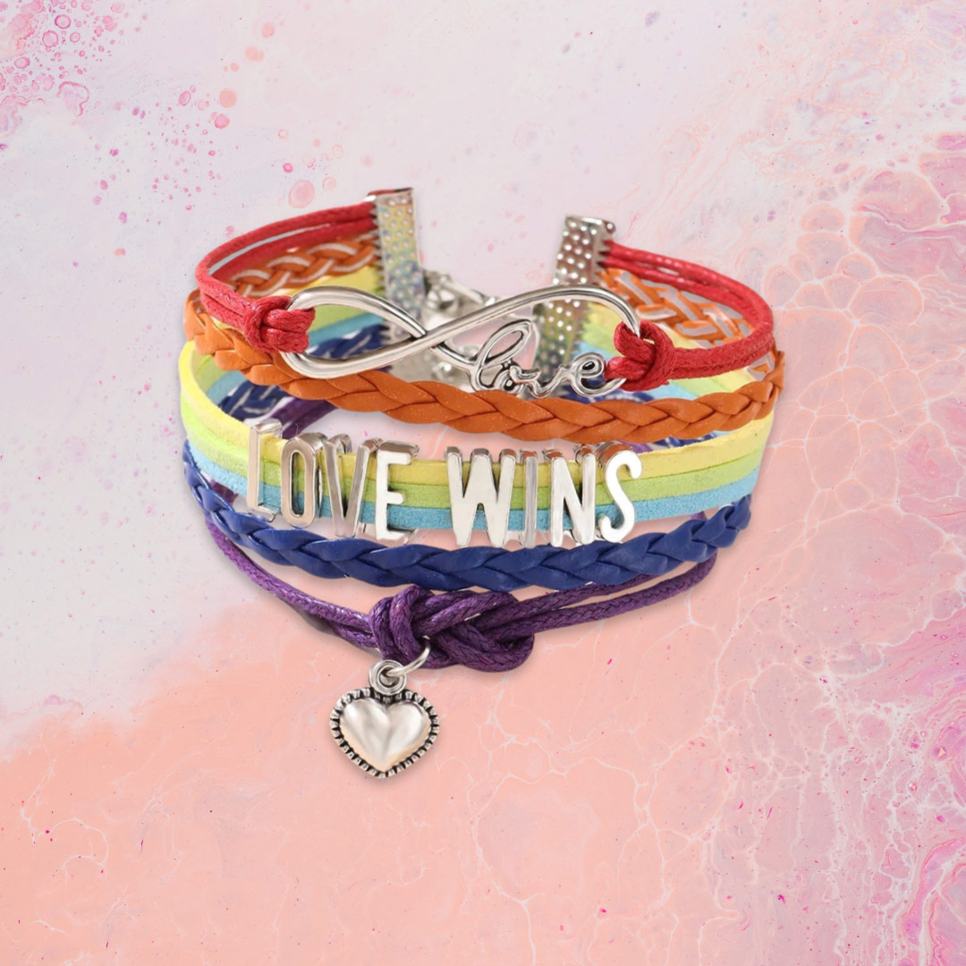 Bracelet - Rainbow Flannel Pride Heart Charm - Pride Love - 2