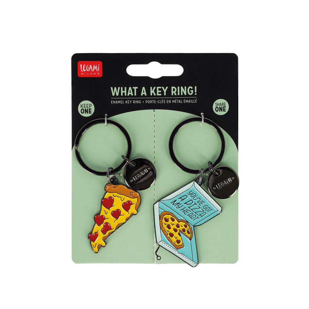 What a keyring, nyckelring - Pizza, set med 2 st.