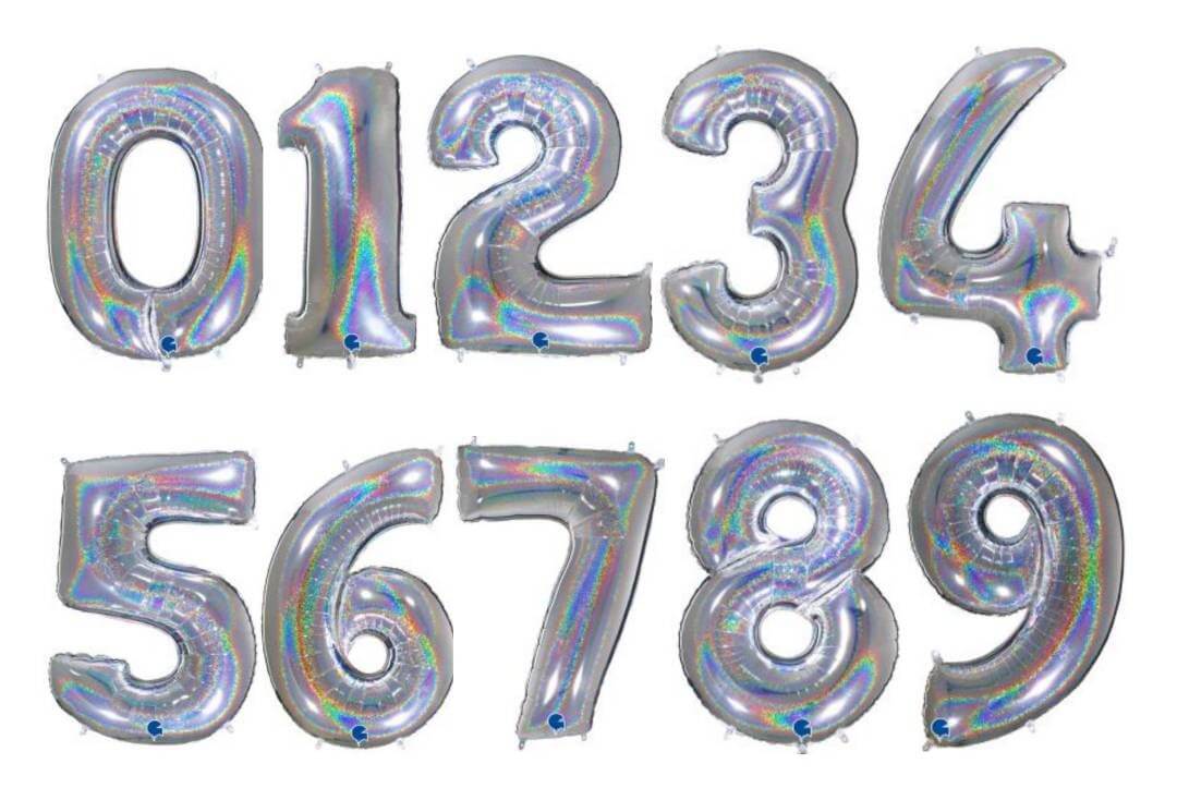 Sifferballonger Silver Glitter 100 cm