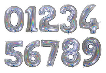 Sifferballonger Silver Glitter 100 cm