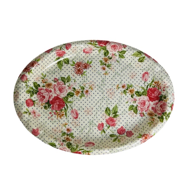 Bricka blommor oval - 3