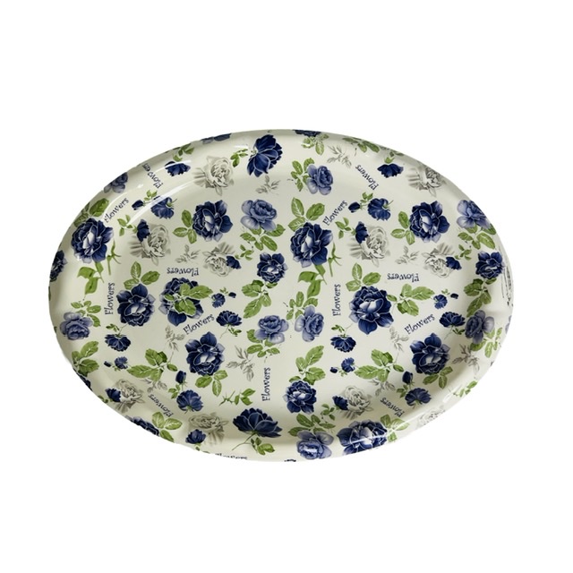 Bricka blommor oval - 4
