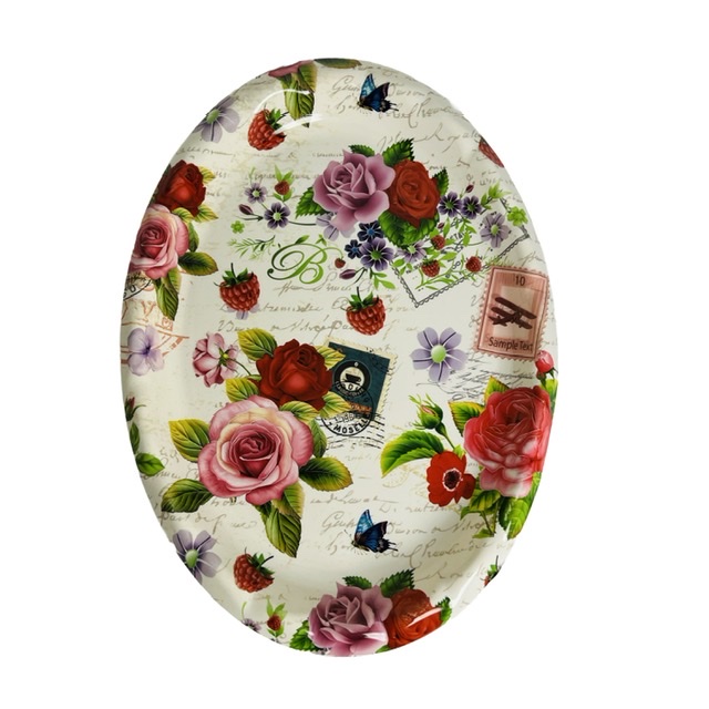 Bricka blommor oval - 2