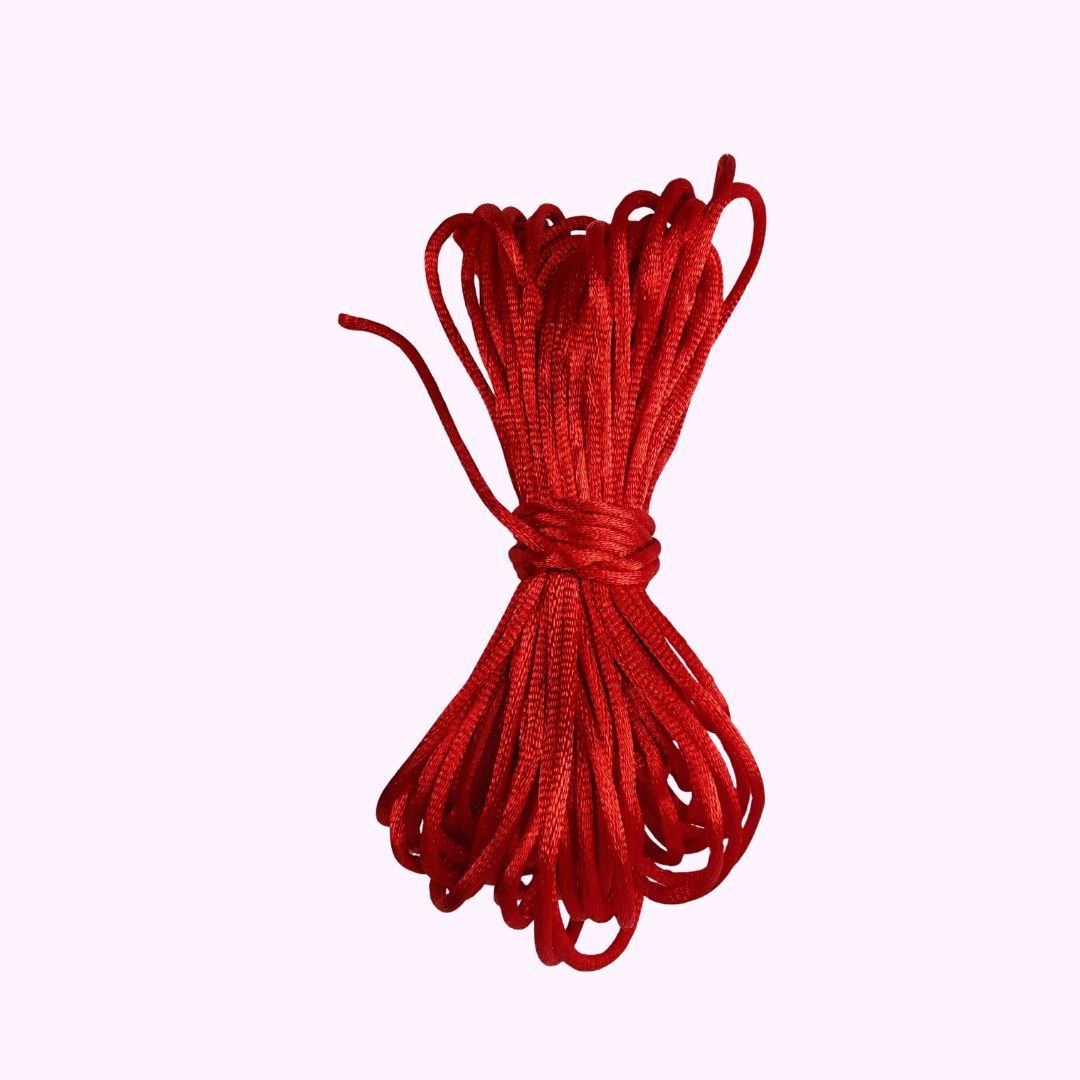 Satinsnöre 2mm rattail röd 10 meter - 2