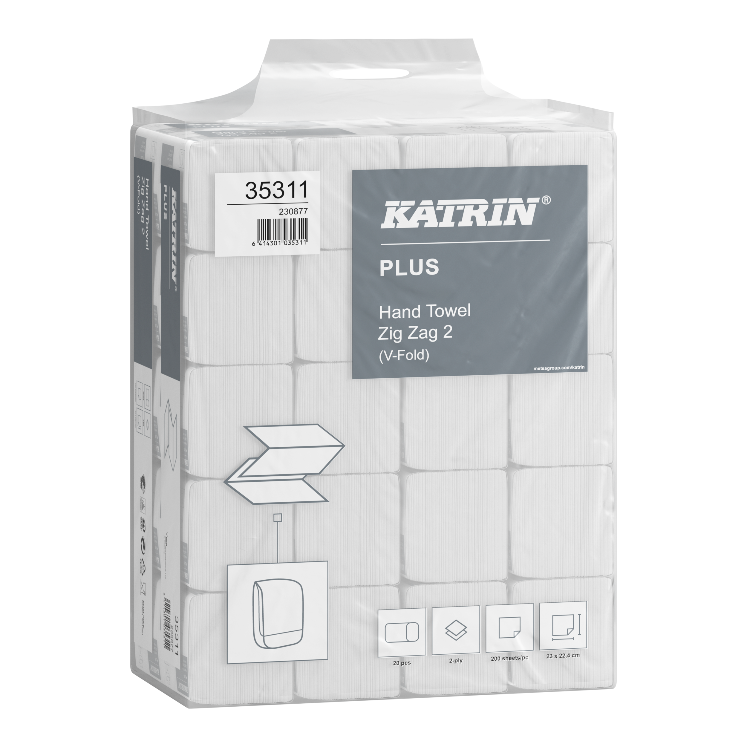 Katrin V-vikt Pappershandduk Zig Zag 2-Lagers, Handy Pack - 2