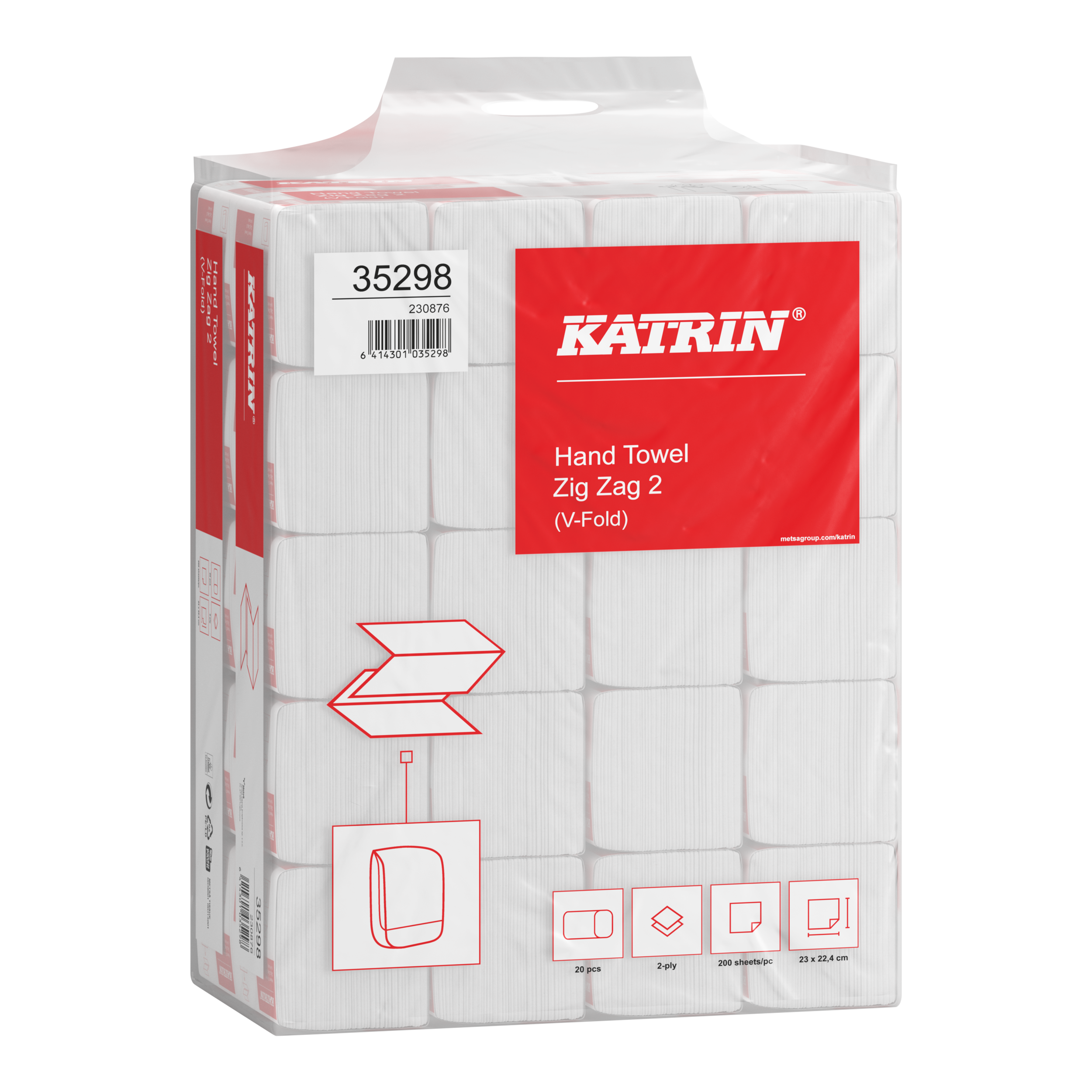 Katrin V-vikt Pappershandduk Zig Zag 2-Lagers, Handy Pack - 2