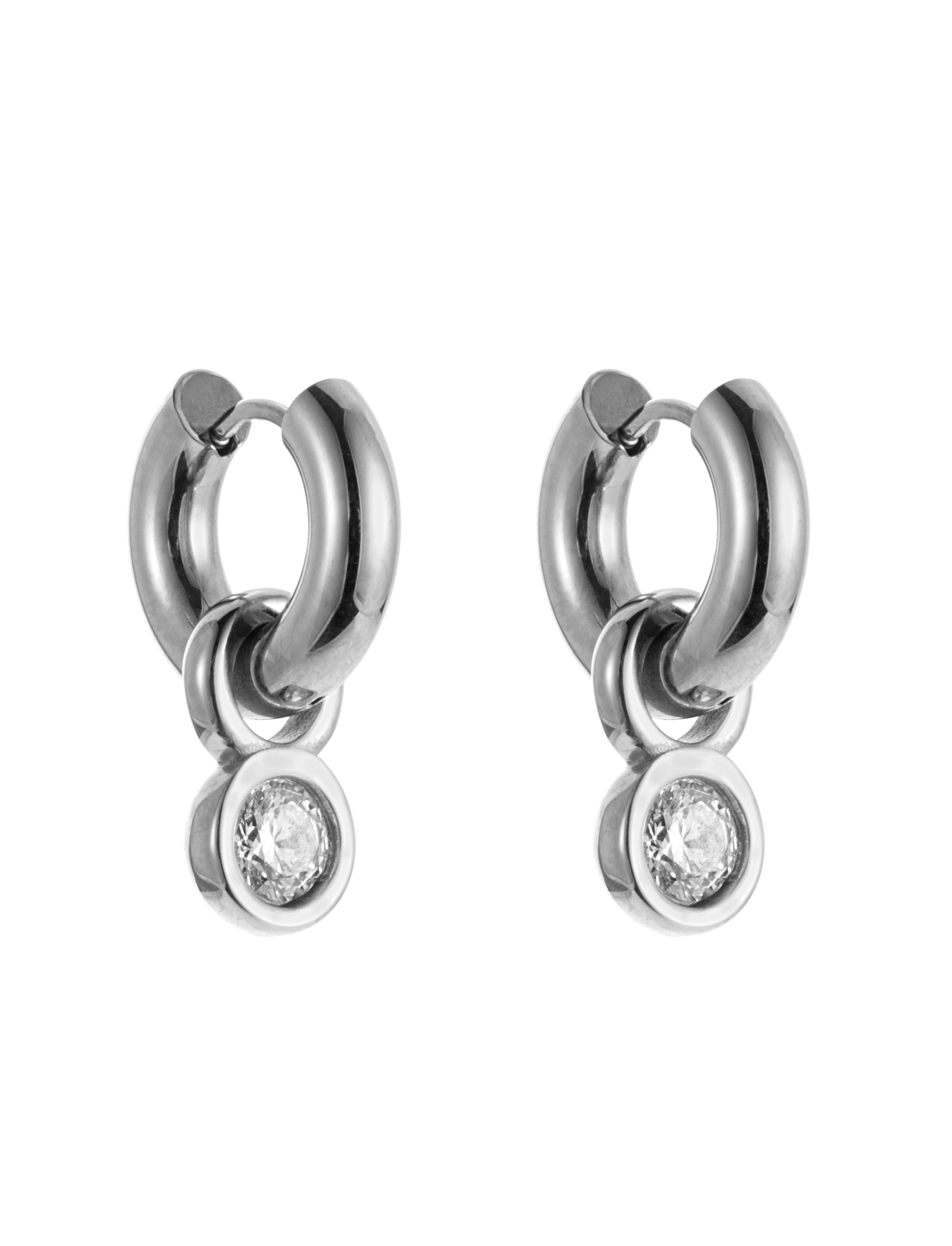 Globe hoop earring crystal steel