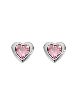 Love crystal stud pink steel