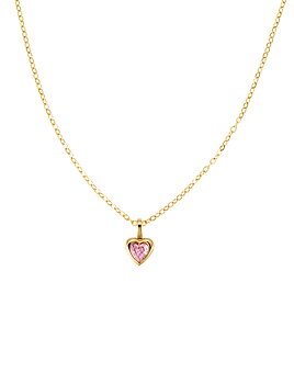 Love crystal necklace pink gold